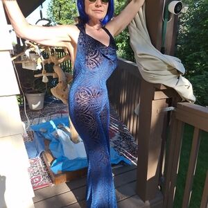 Elegant Electric Blue Burnout Velvet Onesie